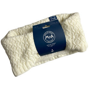Man of Aran Neck Warmer Ivory Acrylic Cable Knit Lined Outdoors *